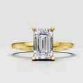 Emerald cut diamond cathedral solitaire engagement ring