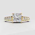 Vintage-style yellow gold princess cut engagement ring