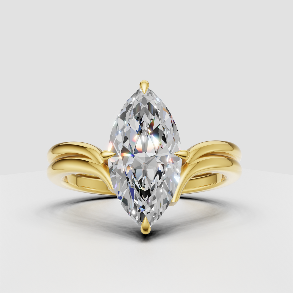 Marquise cut diamond solitaire engagement ring with prong setting