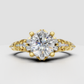 Round diamond vintage filigree engagement ring in polished yellow gold