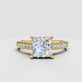 Princess cut diamond engagement ring with pavé band