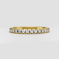 Round diamond eternity band with shared prong setting