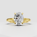 Oval cut diamond hidden halo solitaire engagement ring in polished silver