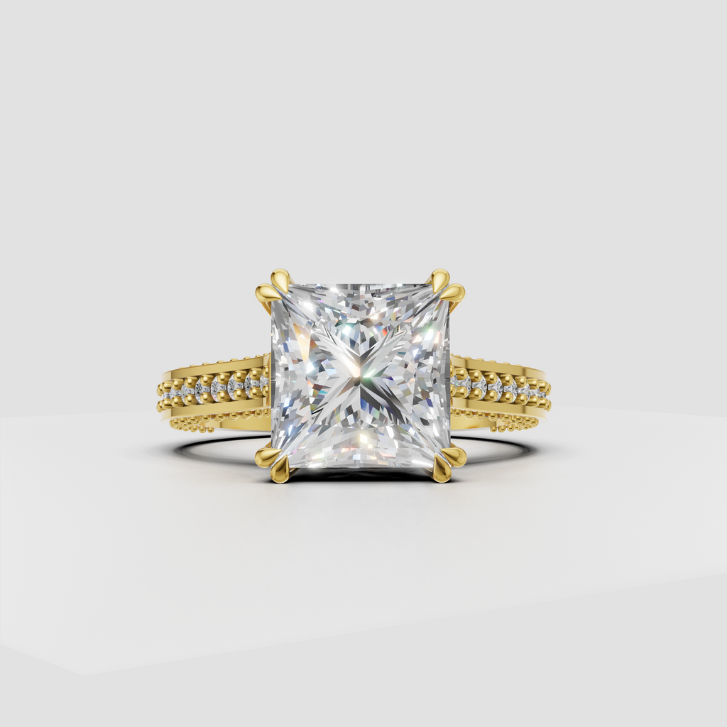 Princess cut diamond split shank vintage engagement ring
