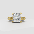 Princess cut diamond split shank vintage engagement ring