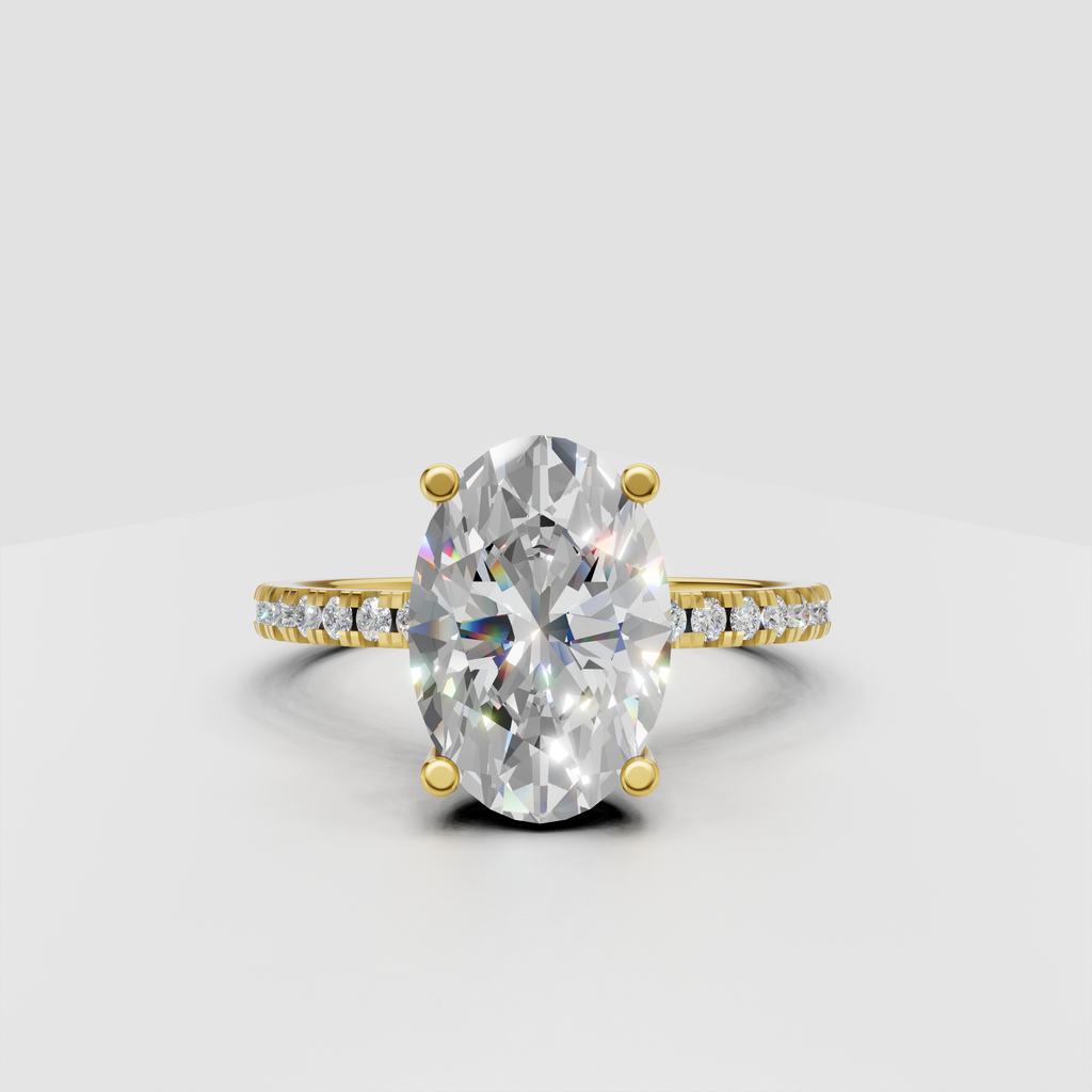 Oval cut diamond hidden halo engagement ring