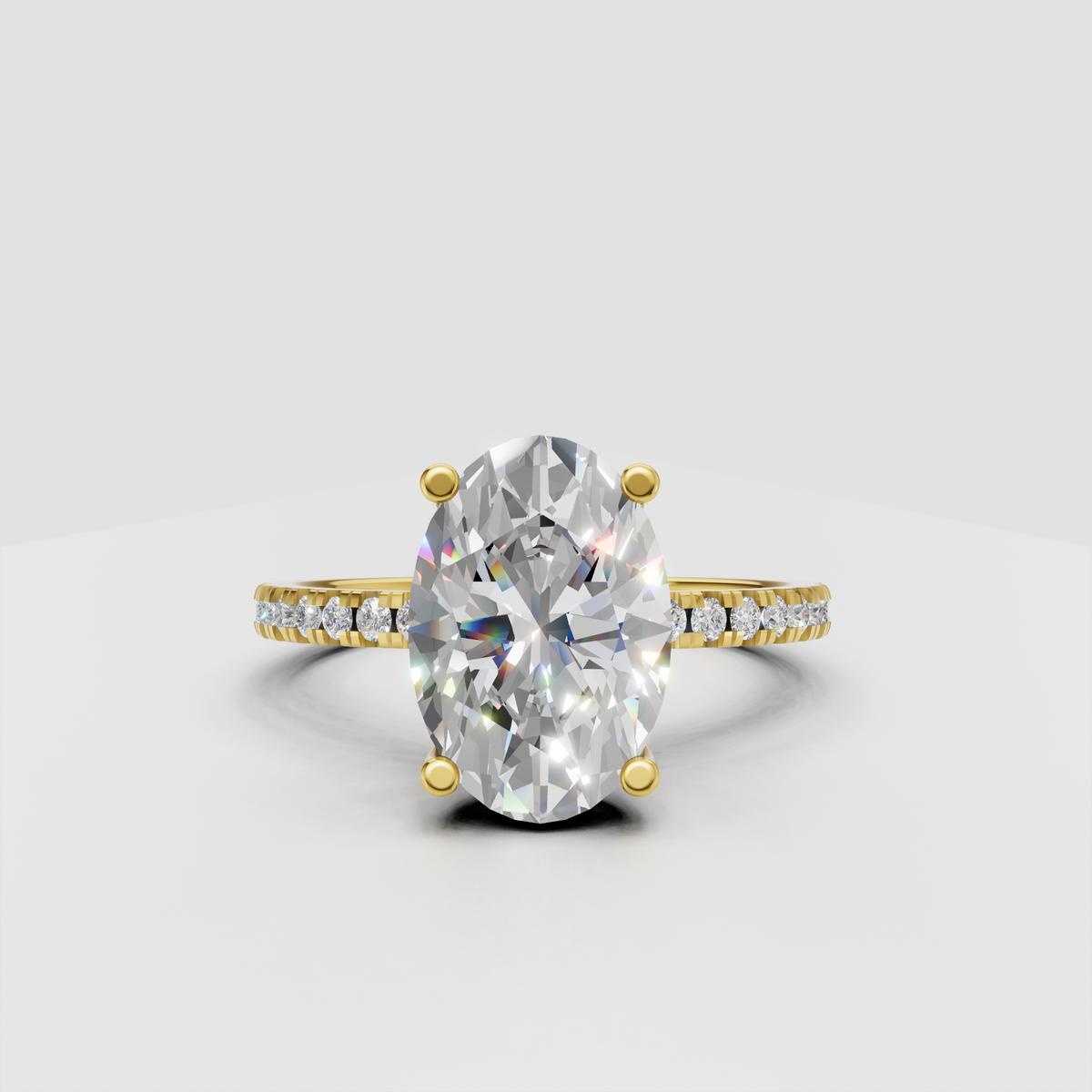 Oval cut diamond hidden halo engagement ring