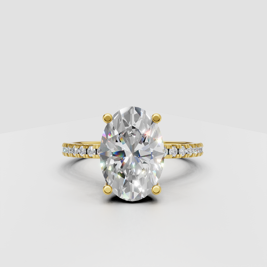 Oval cut diamond hidden halo engagement ring