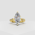 Marquise cut diamond multi-prong twisted vine engagement ring in rose gold