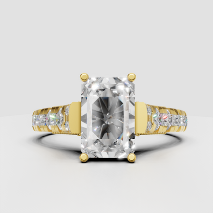 Radiant cut diamond vintage style engagement ring with elegant detailing