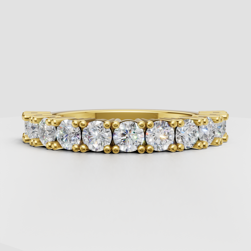 Round diamond half eternity band in yellow gold