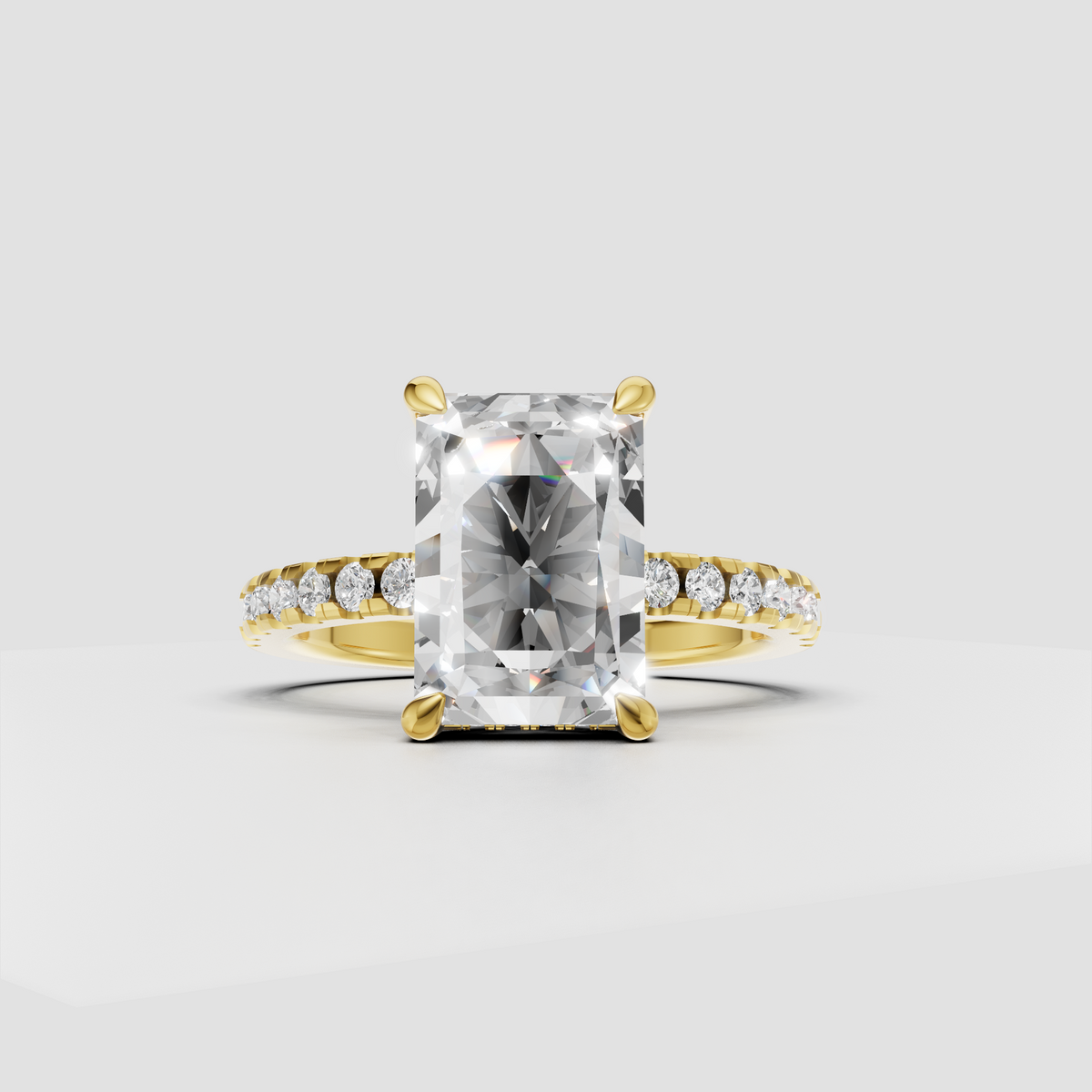 Round Cut Lab Grown & Moissanite Diamond Halo Engagement Ring - Image 6