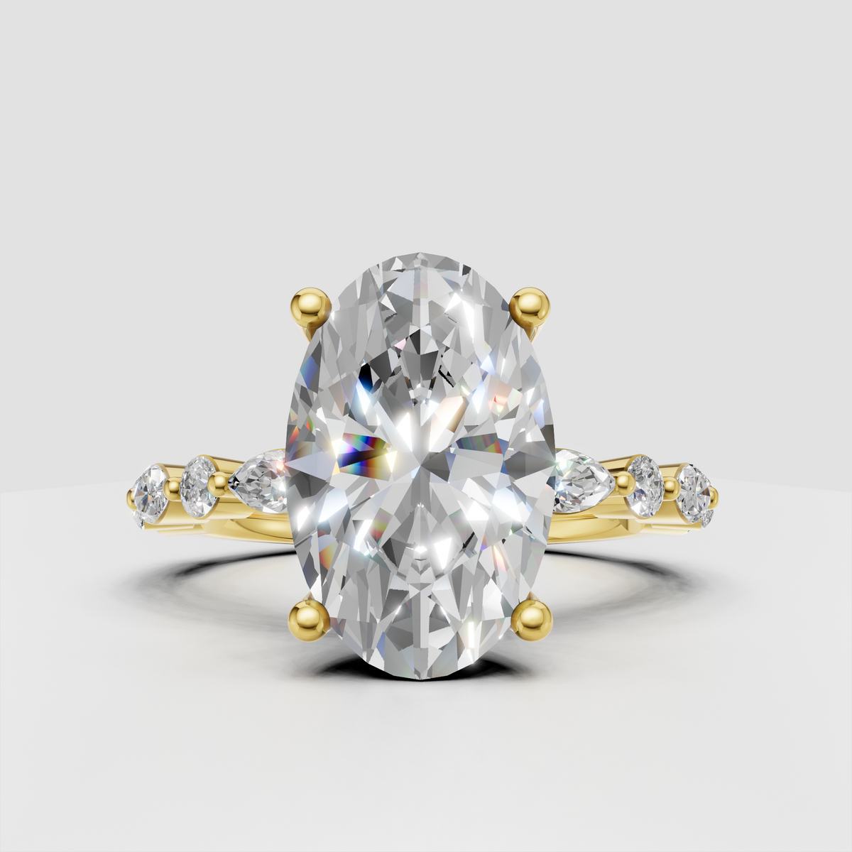 Oval cut diamond engagement ring in yellow gold