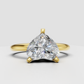 Heart cut diamond three prong solitaire engagement ring in yellow gold