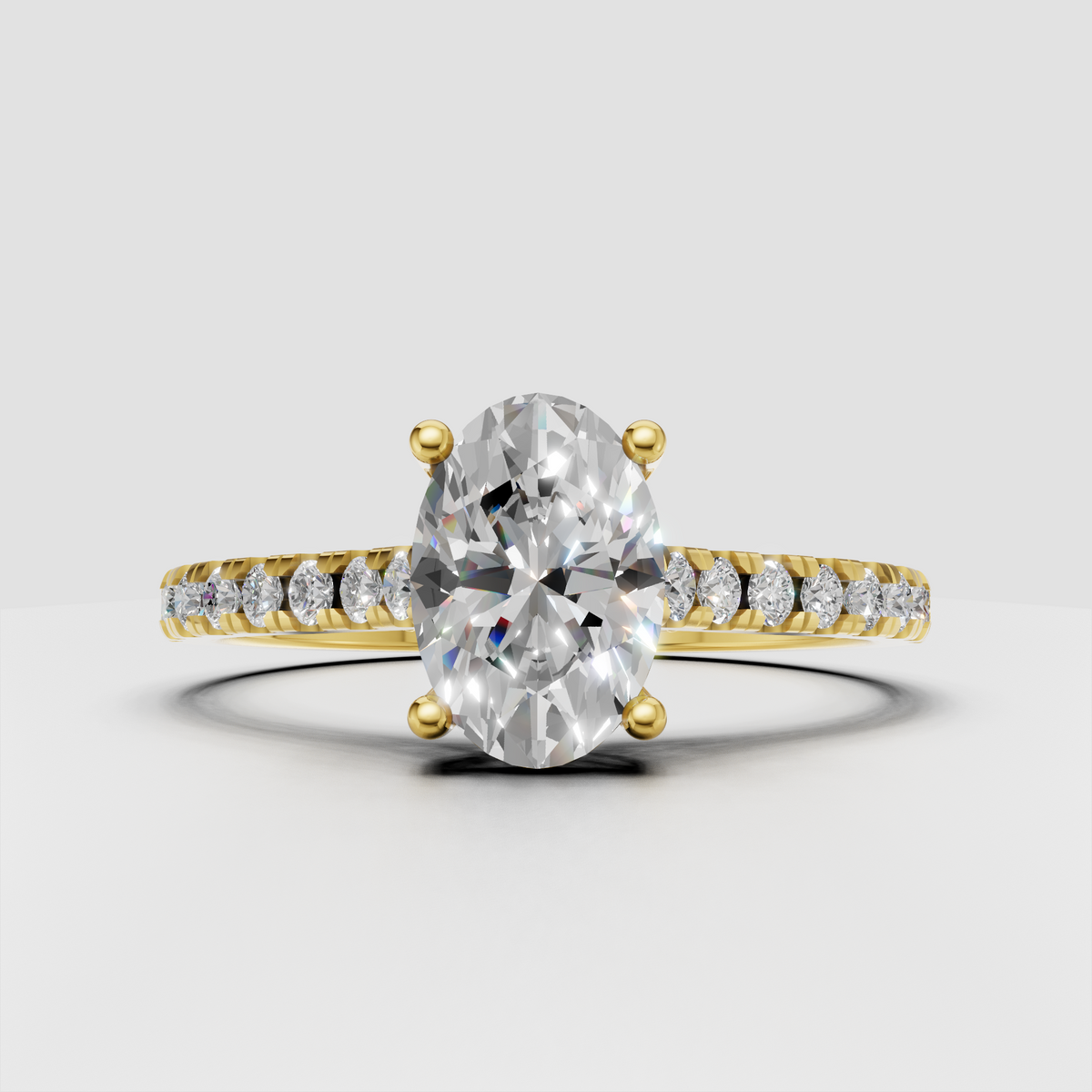 Oval cut diamond vintage style ring in yellow gold