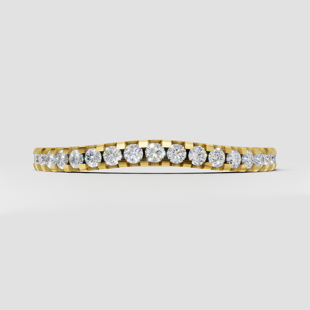 Round diamond eternity band ring in polished yellow gold