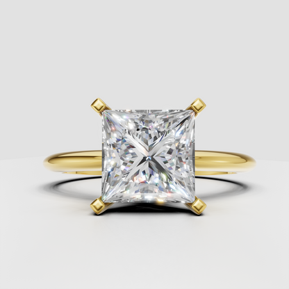 Princess cut diamond four-prong solitaire engagement ring