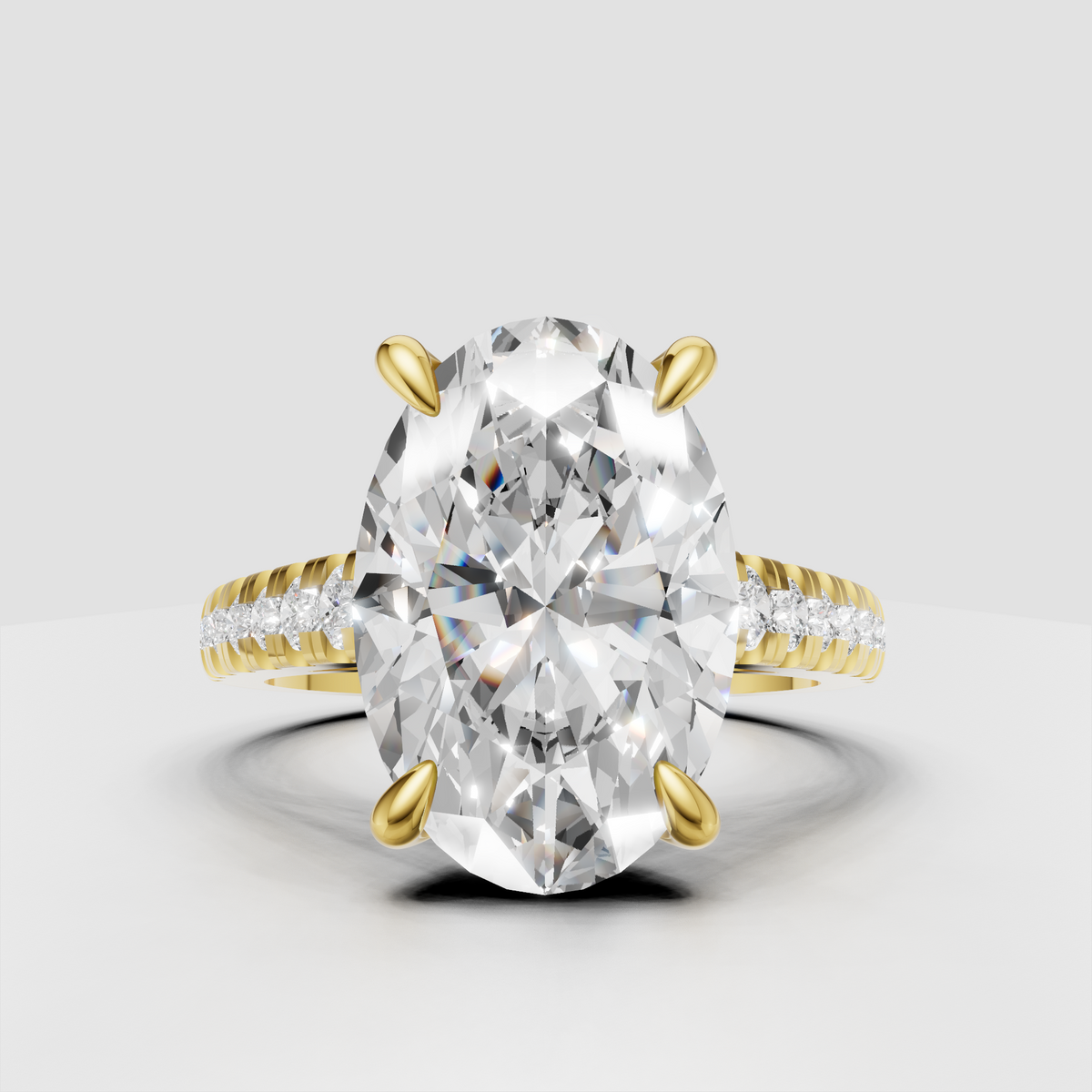 Oval cut diamond pavé engagement ring