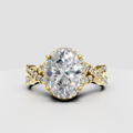 Oval Diamond pave halo split-shank engagement ring