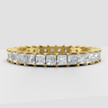 Princess cut diamond full eternity wedding band in polished yellow gold