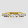 Round diamond prong-set half eternity ring in polished yellow gold