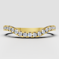 Round diamond scalloped filigree half eternity band ring in polished yellow gold