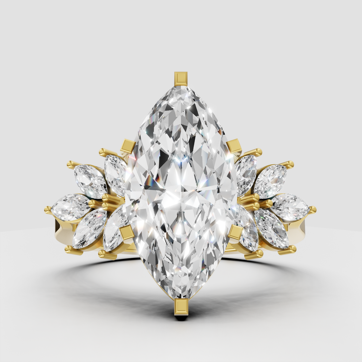 Marquise cut diamond floral engagement ring