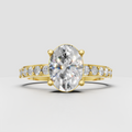 Round diamond halo filigree engagement ring with split shank