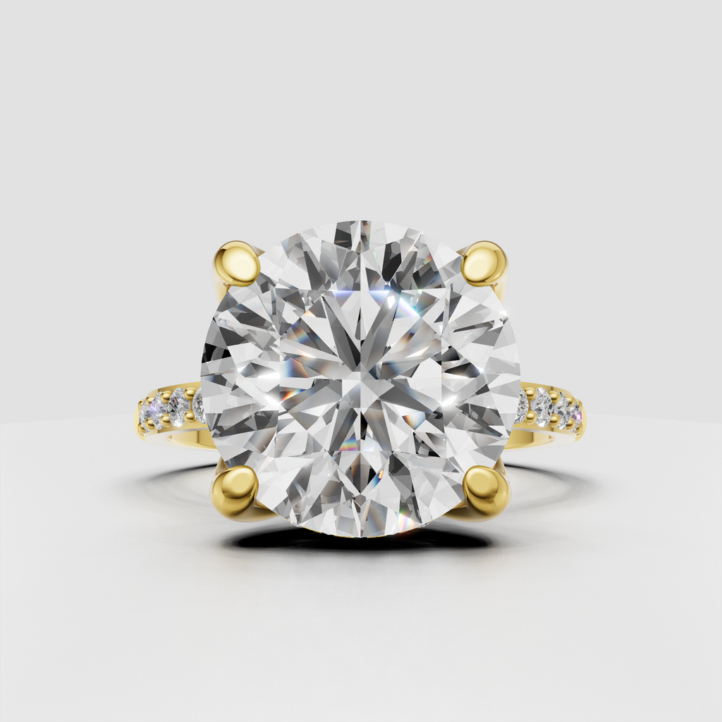 Round diamond six-prong engagement ring in polished yellow gold