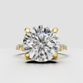 Round diamond six-prong engagement ring in polished yellow gold