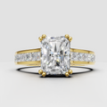 Radiant cut diamond engagement ring in yellow gold