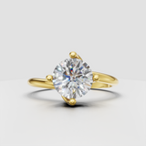 Round diamond crossover engagement ring with four-prong setting