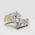 Marquise diamond bypass band ring in polished yellow gold