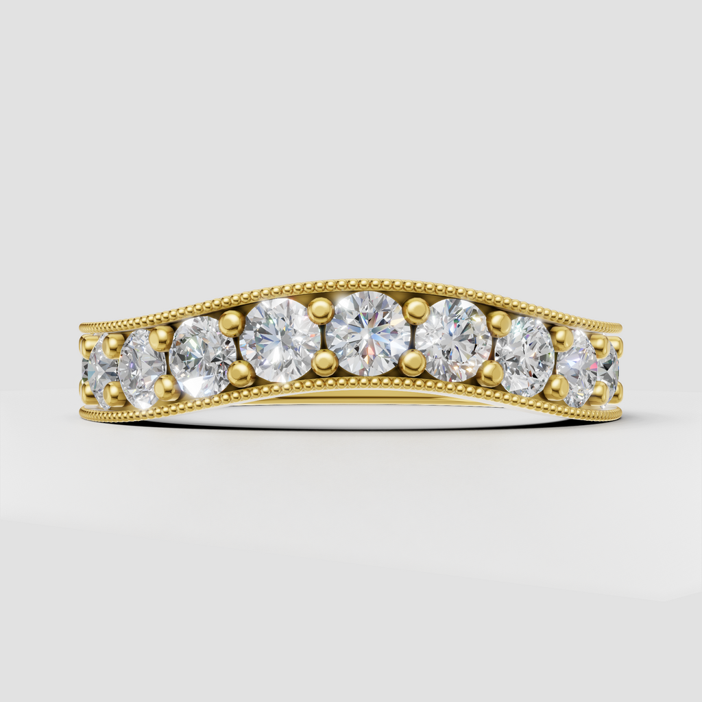 Round Cut Diamond Milgrain Eternity Band Ring