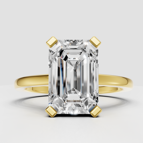 Emerald cut diamond solitaire engagement ring