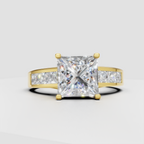 Princess cut diamond solitaire engagement ring with accent channel set band