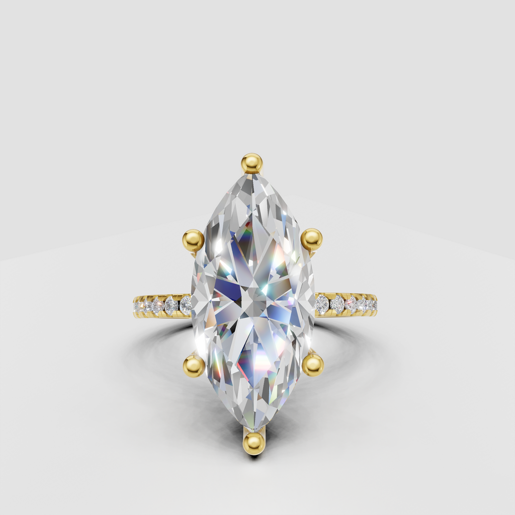 Marquise diamond pave vintage engagement ring with prong setting
