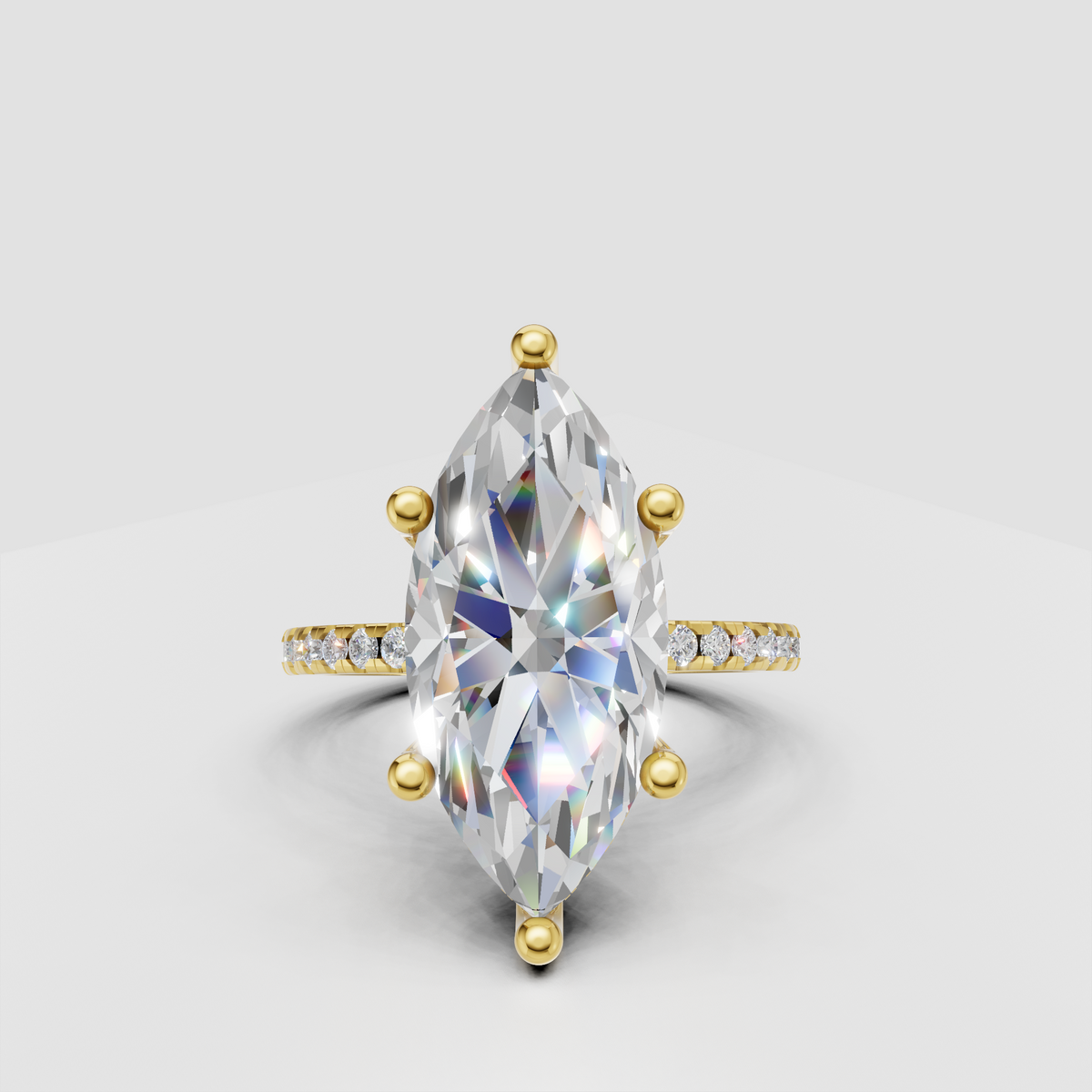 Marquise diamond pave vintage engagement ring with prong setting
