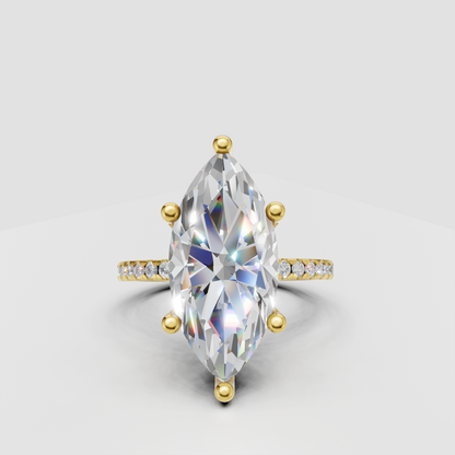 Marquise diamond pave vintage engagement ring with prong setting