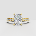 Trillion Cut Lab Grown & Moissanite Diamond Halo Engagement Ring - Image 6