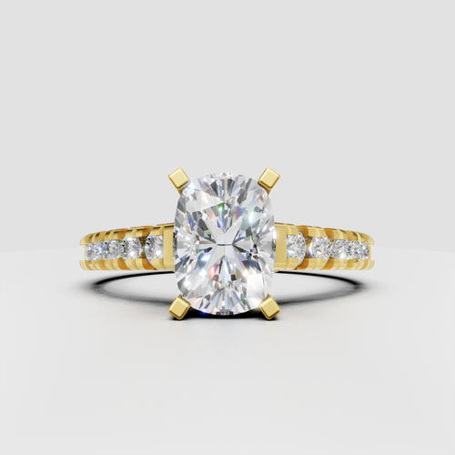 Trillion Cut Lab Grown & Moissanite Diamond Halo Engagement Ring - Image 6