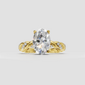 Oval diamond twisted engagement ring with prong setting and sparkling side stones