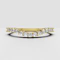 Round diamond bar setting half-eternity ring in polished yellow gold
