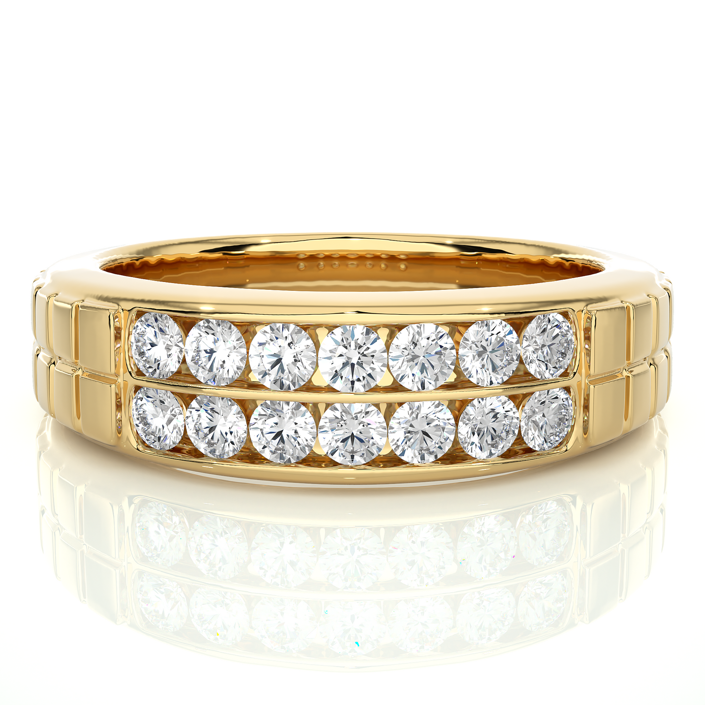 Men’s Lab Diamond Double Row Wedding Band