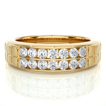Men’s Lab Diamond Double Row Wedding Band