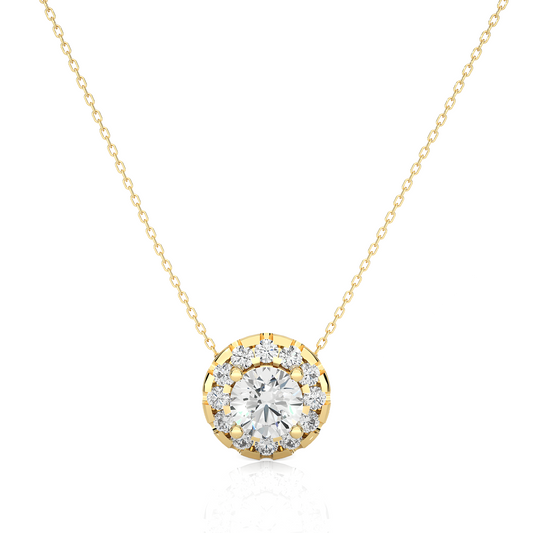 Round Halo Lab Diamond Pendant Necklace