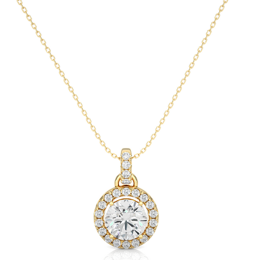 Luxury Round Lab Grown Diamond Halo Pendant Necklace