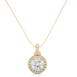 Luxury Round Lab Grown Diamond Halo Pendant Necklace