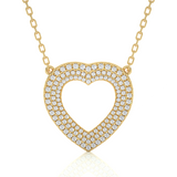 Multi Row Pave Heart Lab Diamond Pendant Necklace