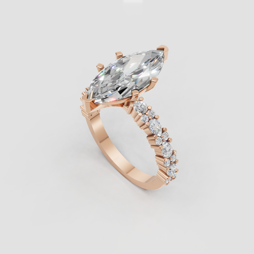 Marquise diamond ring with elevated multi-prong setting